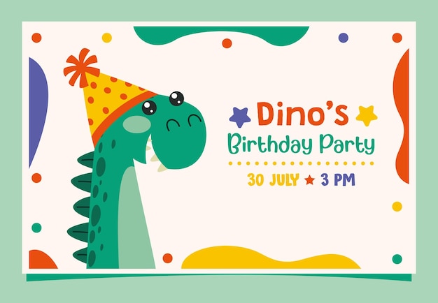 Cartão de aniversário com personagem de dinossauro