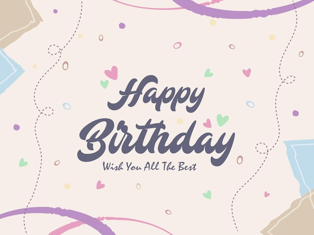 Cartão de aniversário de design minimalista moderno com fundo estético