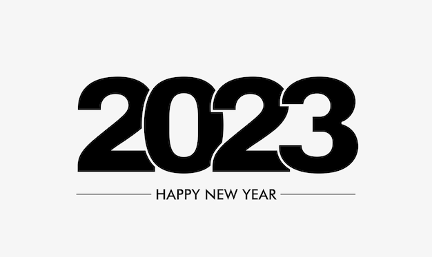 Cartão de ano novo 2023 cartão postal Números pretos