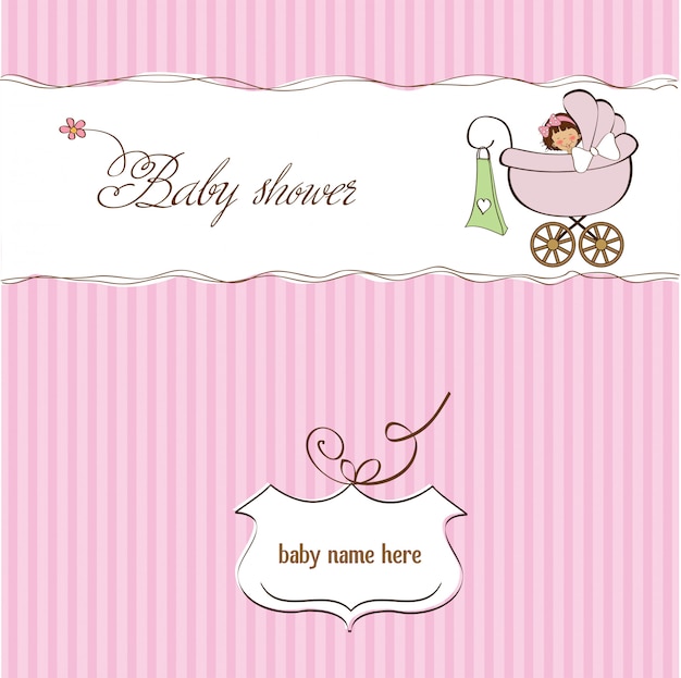 Vetor cartão de anúncio de bebê menina
