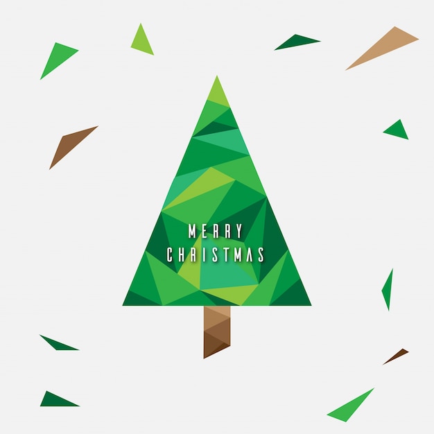 Vetor cartão de árvore de natal lowpoly