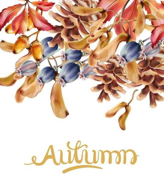 Cartão de buquê de flores de outono