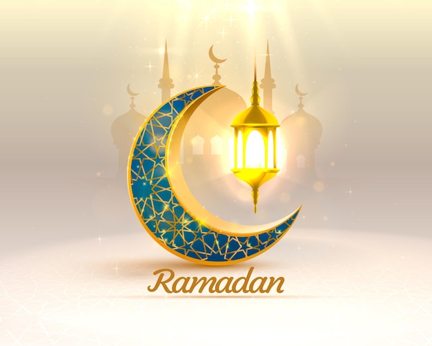 Cartão de capa do Ramadã, visão noturna desenhada da mesquita de fundo em arco