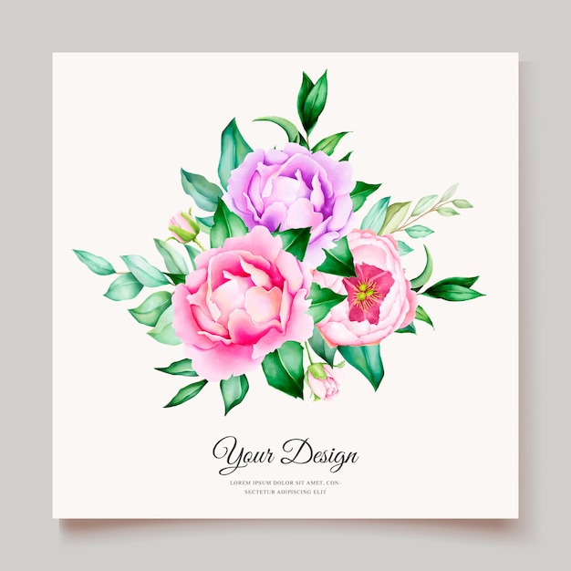 cartão de casamento elegante com lindo modelo floral e folhas