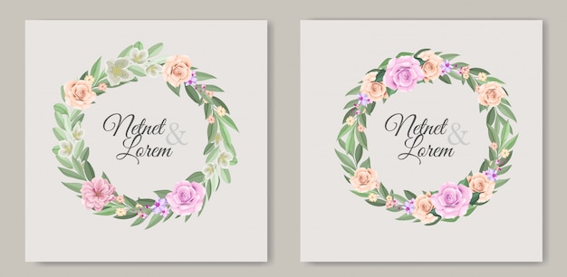 cartão de casamento elegante com lindo modelo floral e folhas