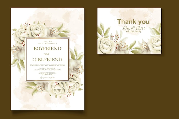Cartão de casamento elegante modelo floral
