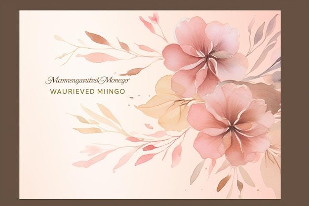 Cartão de casamento floral com flor de aquarela