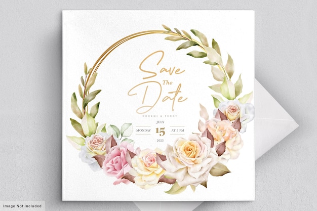 Cartão de casamento floral em aquarela romântico