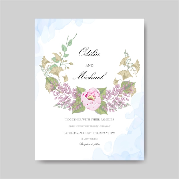 Cartão de casamento floral lindo