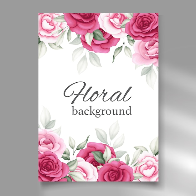 Vetor cartão de casamento modelo floral elegante