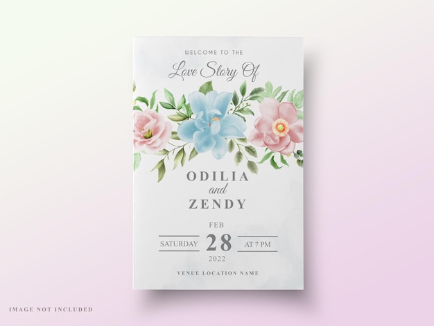 Cartão de casamento verde design floral