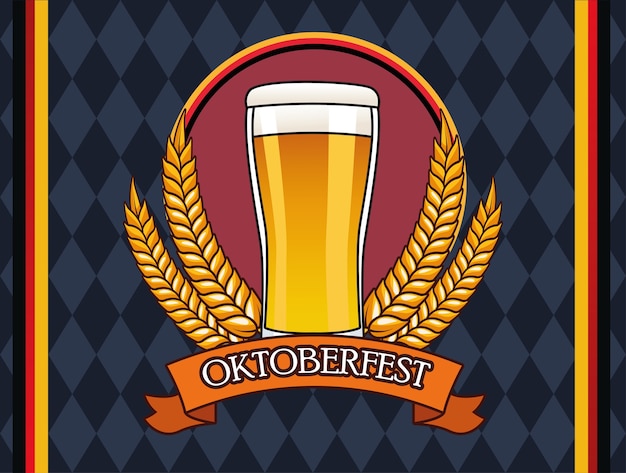 Cartão de celebração da oktoberfest com bebida de cerveja em copo