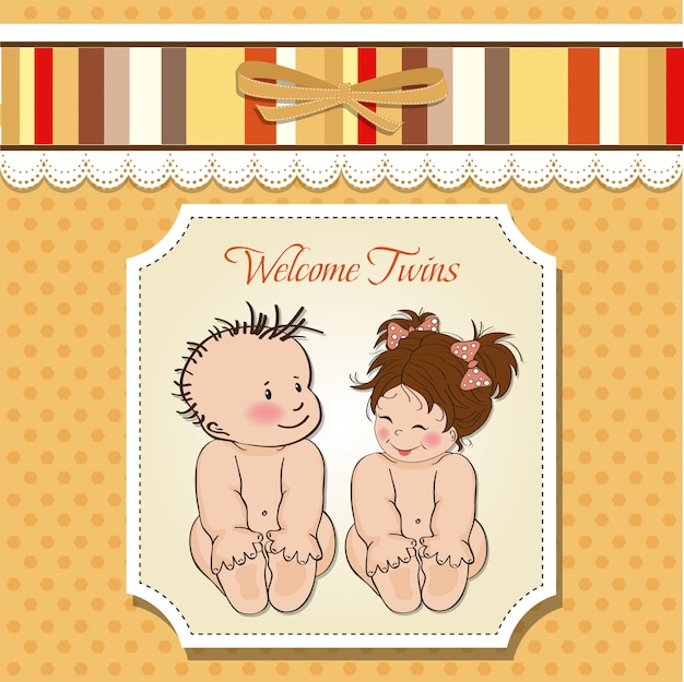 Vetor cartão de chuveiro do bebê gêmeos