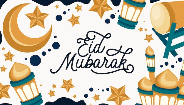 Vetor cartão de comemoração do eid mubarak