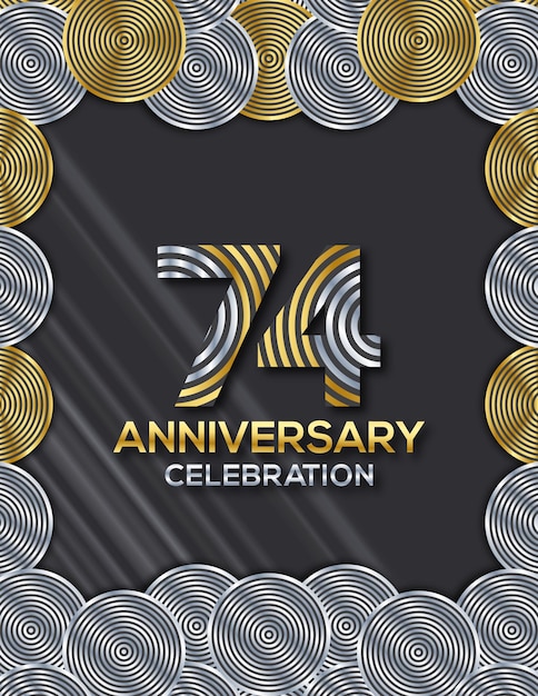 Cartão de convite celebrando o 74o aniversário do luxury circle design
