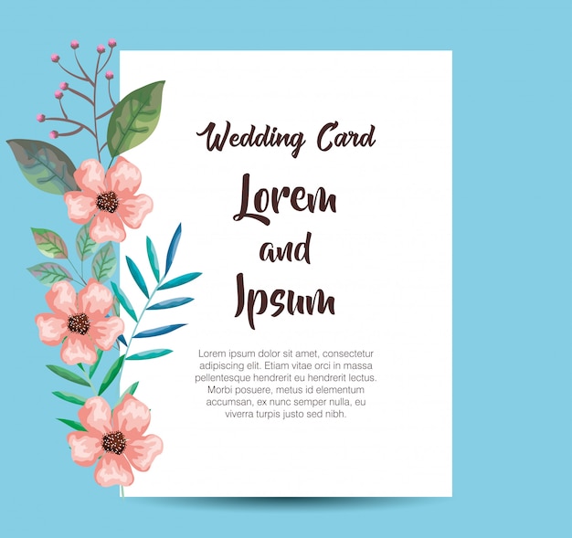 Cartão de convite com decoração de flores