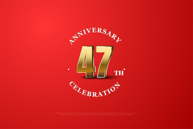 Cartão de convite de aniversário de 47 anos com ilustração de números em pé.