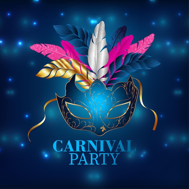 Vetor cartão de convite de carnaval com máscara de carnaval criativa