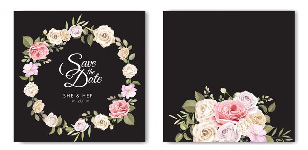cartão de convite de casamento bonito com modelo floral