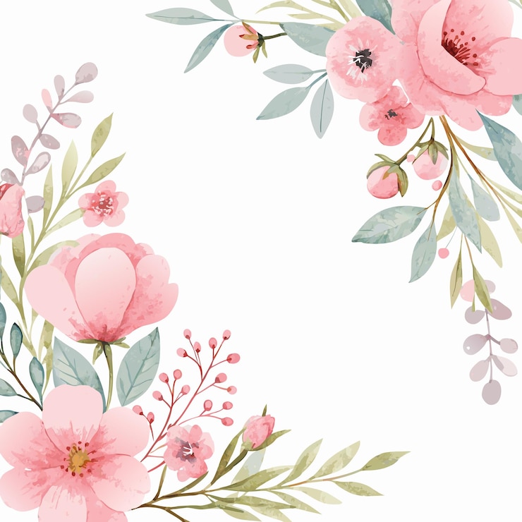 Vetor cartão de convite de casamento com aquarela floral em fundo branco