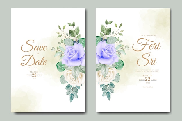 Cartão de convite de casamento com aquarela floral