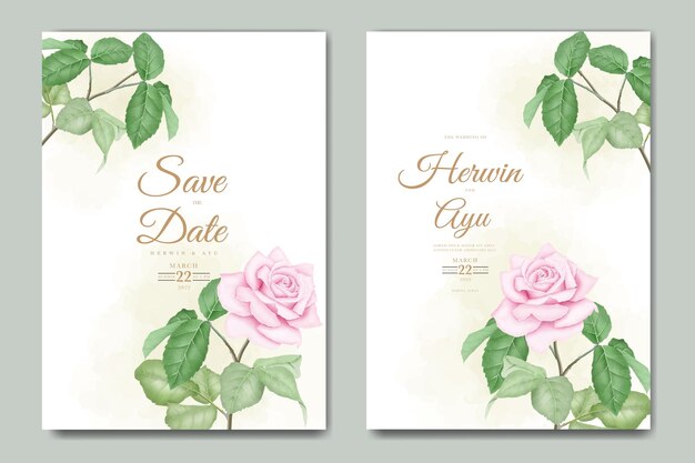 cartão de convite de casamento com aquarela floral