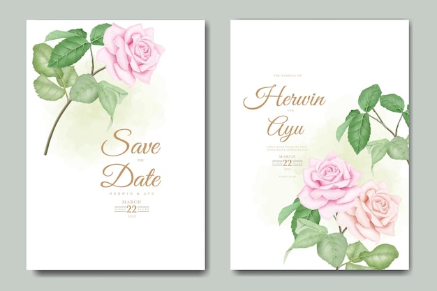 cartão de convite de casamento com aquarela floral