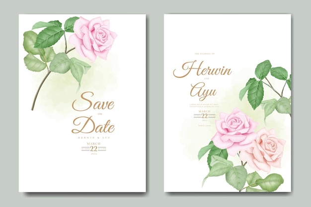 Vetor cartão de convite de casamento com aquarela floral