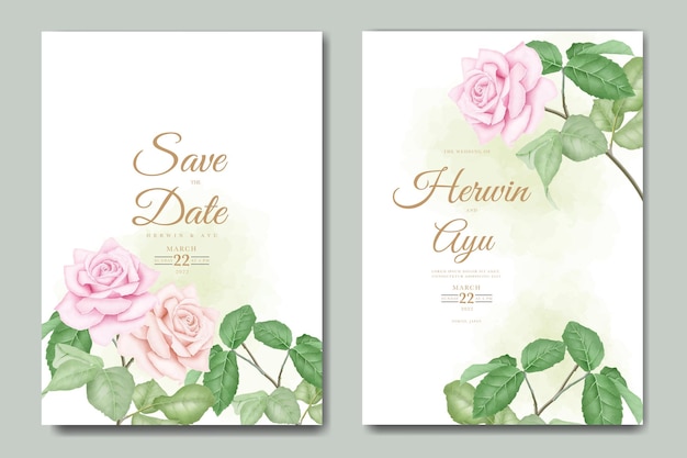 cartão de convite de casamento com aquarela floral