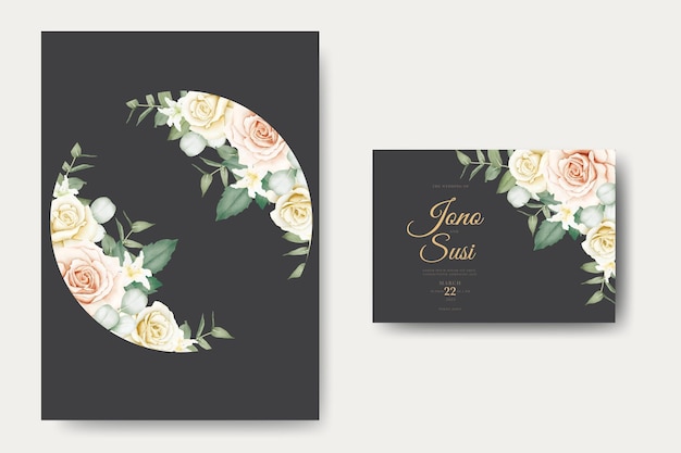 Cartão de convite de casamento com aquarela floral