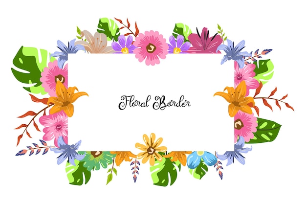 Cartão de convite de casamento com ornamento floral e decoração com planta colorida e conceito de flor