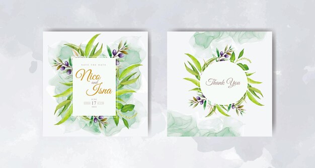Cartão de convite de casamento desenhado à mão em aquarela floral