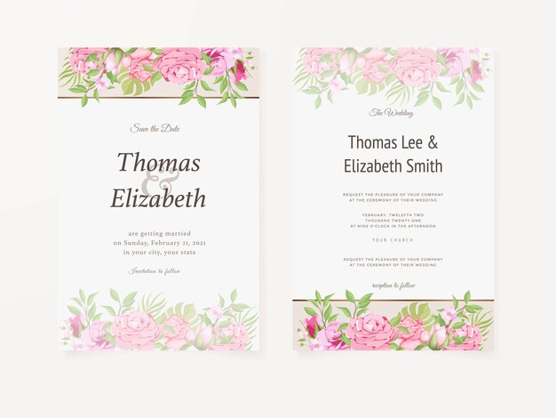 Cartão de convite de casamento design floral de verão