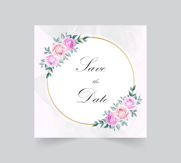 Cartão de convite de casamento em aquarela linda flor desabrochando