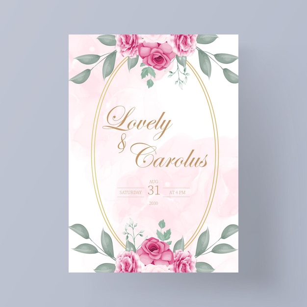 Vetor cartão de convite de casamento em aquarela linda flor desabrochando