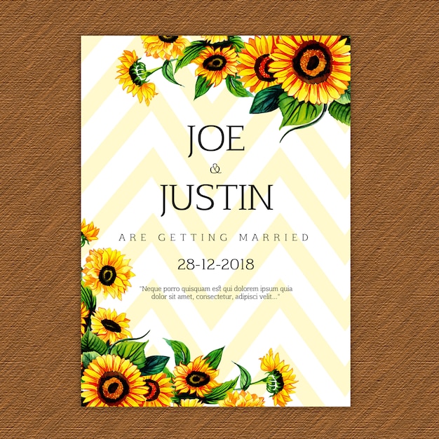 Vetor cartão de convite de casamento floral aquarela