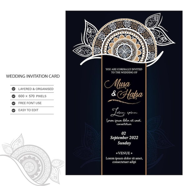 Cartão de convite de casamento floral gradiente branco e dourado