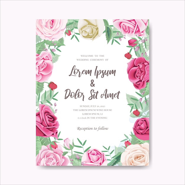 cartão de convite de casamento floral lindo