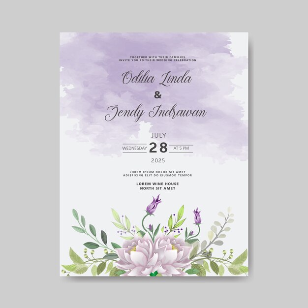 Cartão de convite de casamento floral lindo