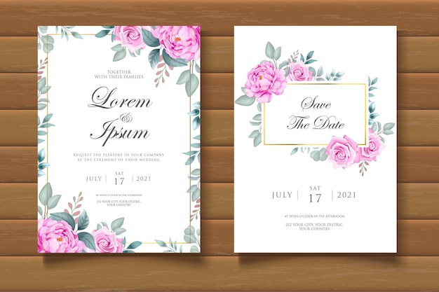 Cartão de convite de casamento floral splash em aquarela