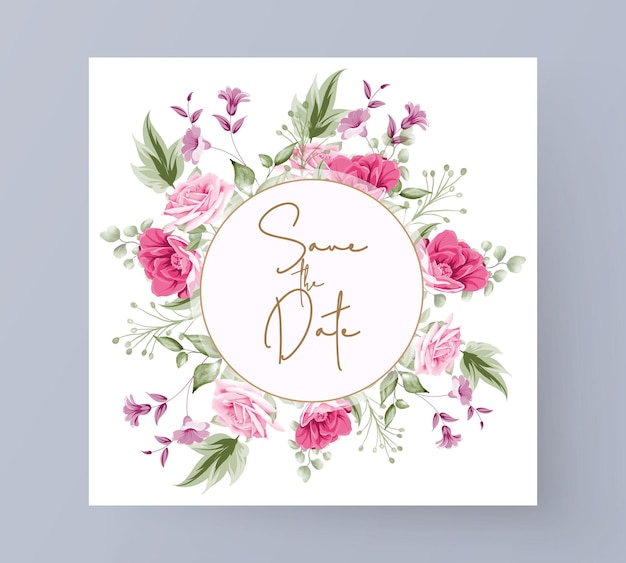 Cartão de convite de casamento linda guirlanda floral aquarela