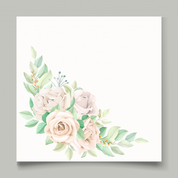 Vetor cartão de convite de casamento lindo e macio floral