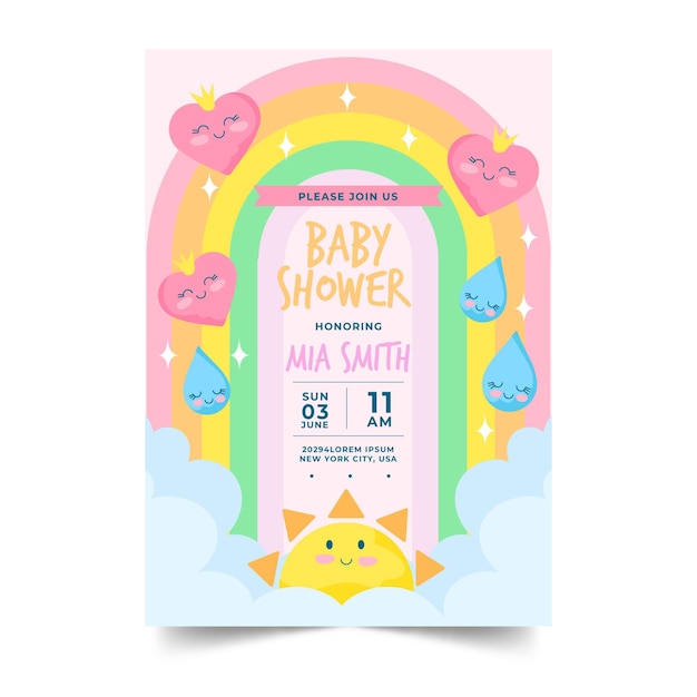 Cartão de convite de chá de bebê orgânico chuva de amor