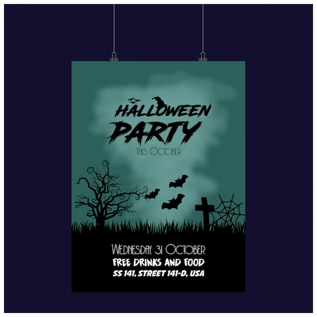 Cartão de convite de festa de halloween com vetor design criativo