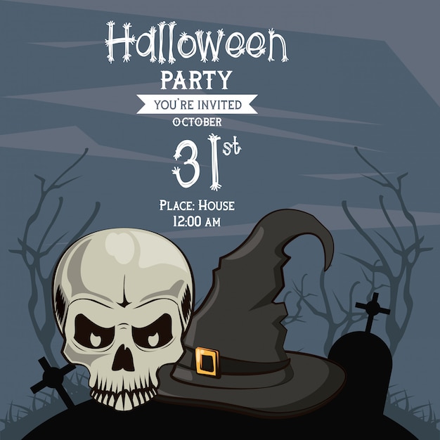 Cartão de convite de festa de halloween