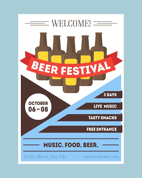 Cartão de convite de festival de cerveja ou festa cartaz evento bruxa comida e música. ilustração vetorial