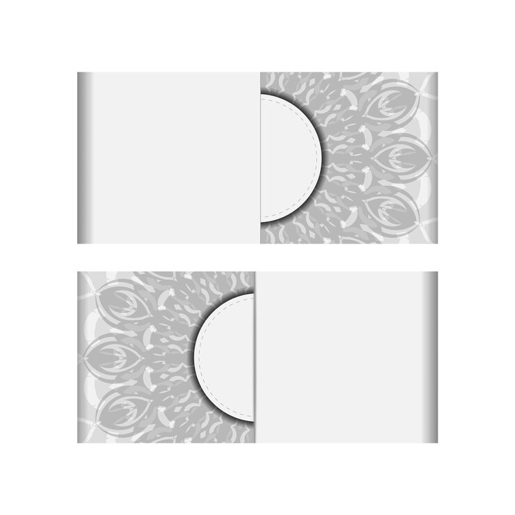 Vetor cartão de convite de vetor com lugar para o seu texto e enfeites pretos. design de cartão postal cores brancas com mandalas.