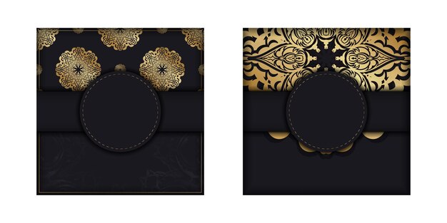 Cartão de cor escura com padrão vintage dourado