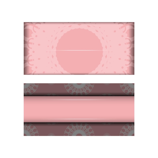 Cartão de cor rosa com ornamento branco vintage para seu projeto.