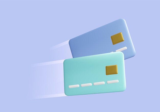Vetor cartão de crédito estilo cartoon 3d elemento de design de negócios cashback de cartão de crédito flyinf ou conceito de transação de dinheiro ilustração vetorial